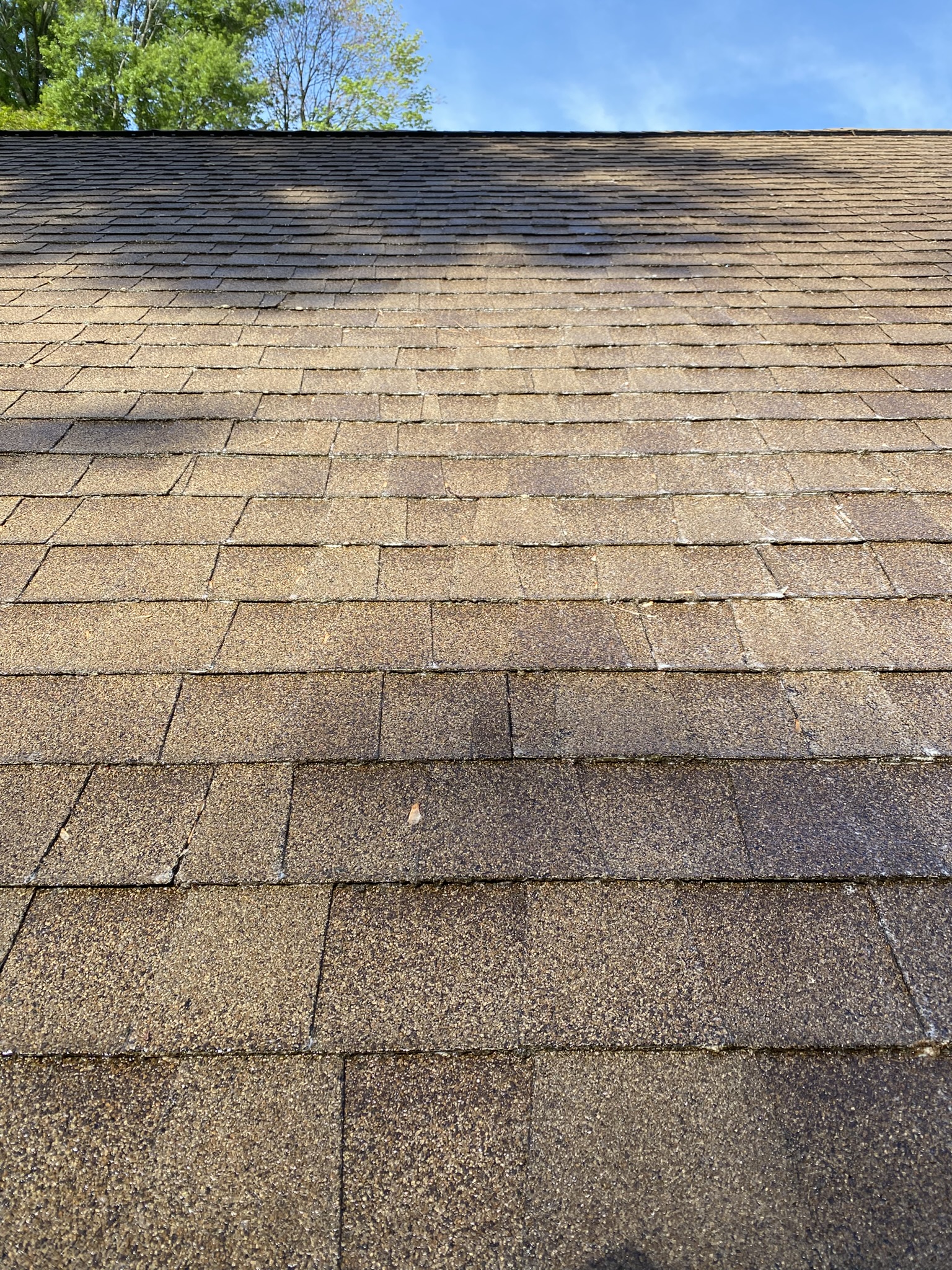 Clean roof after soft washing in Yorktown VA